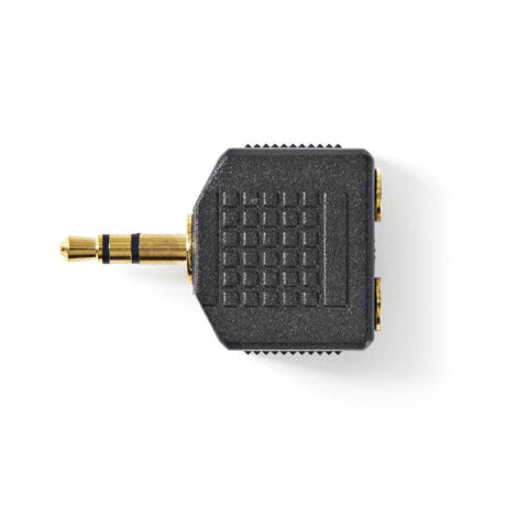 Adaptateur audio stereo 35 mm male 2x 35 mm femelle plaque or droit abs noir 10 pcs sac en plastique 4