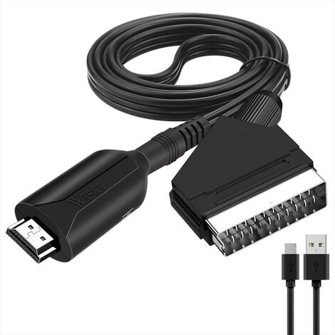 Adaptateur audio vidéo portable HDMI de longueur 1m vers câble péritel convertisseur de fils avec câble USB pour TV HD lignes DVD 720P 1080P