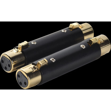 Adaptateur audio XLR femelle 3 broches vers femelle, boîtier métallique, connecteur plaqué or.