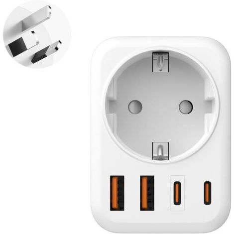 Adaptateur Australie, Adaptateur Prise Australie, 5 en 1 Adaptateur de Voyage Australie avec 1 AC & 2 USB-C & 2 USB-A (3.4A) pour Australie Chinoise Nouvelle Zelande Fidji Argentine, Adaptateur Type I