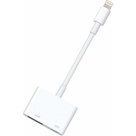 Adaptateur AV numérique Lightning vers HDMI 1080P avec port de charge Lightning pour certains modèles d'iPhone, iPad et iPod et projecteur de moniteur TV (Blanc) - Haute qualité