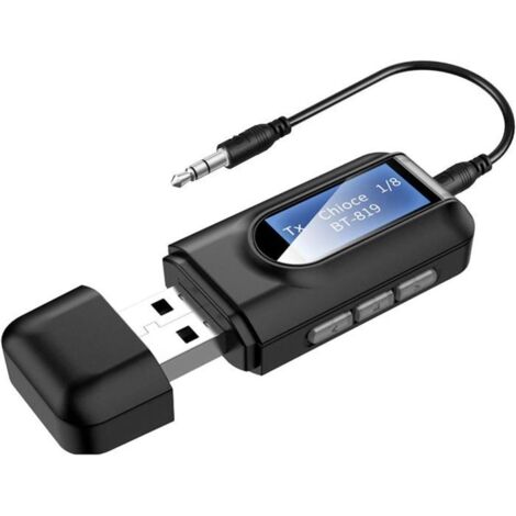 Adaptateur Bluetooth 5.0 Transmetteur avec écran LCD,Récepteur et Émetteur 3-en-1 sans Fil Double Connexion Jack 3.5mm