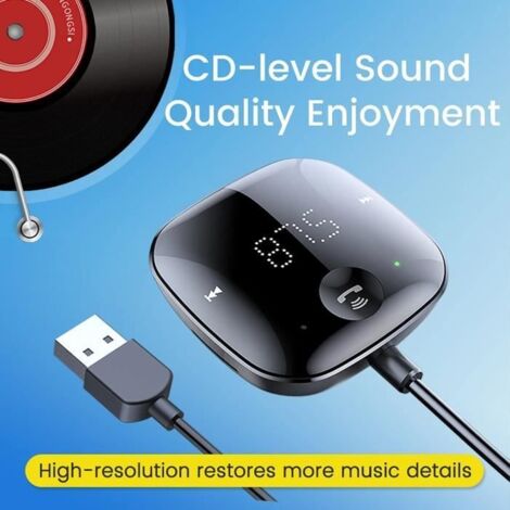 Adaptateur Bluetooth 5.0 Voiture, [Brancher et Utiliser] Recepteur Bluetooth Jack 3,5mm, Kit Main Libre Voiture Bluetooth