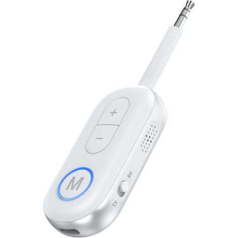 Adaptateur Bluetooth 5.3 - Émetteur et Récepteur Audio Sans Fil - Prise Jack 3,5 mm - Pour Avion TV PC Stéréo Voiture - 14 h Autonomie
