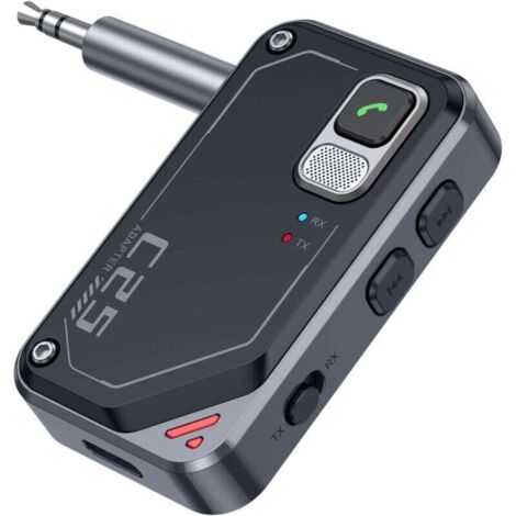 Adaptateur Bluetooth pour voiture, récepteur Bluetooth 5.3 2 en 1 avec appels mains libres, longue autonomie, adaptateur audio Bluetooth sans fil pour TV, ordinateur et autoradio.