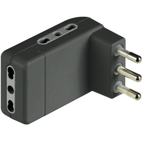 Adaptateur Bticino peu encombrement Corner 3 prises et fiches à deux broches 16A anthracite S3606GE