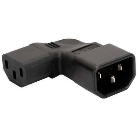 Adaptateur C14 Mâle à 90 Degrés pour Prise IEC320 Femelle C13/C5/C7-C13 Courbé à Angle Droit