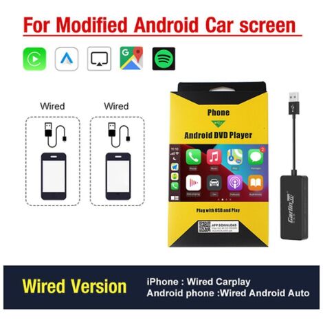 Adaptateur Carlinkit sans fil 5.0/4.0/3.0 pour Apple CarPlay et Android Auto. Boîtier d'interface utilisateur pour voiture connectée : Wi-Fi, Bluetooth, connexion automatique, Plug & Play.