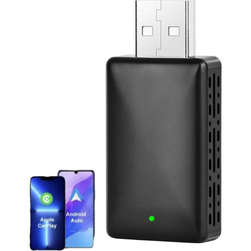 Adaptateur CarPlay & Android Auto Sans Fil – Clé USB Bluetooth 5.4 & WiFi 6 – Compatible Apple CarPlay, Android Auto, Peugeot 308, Golf 7, Clio 4,