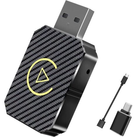 Adaptateur CarPlay sans Fil, 2025 Wireless CarPlay pour Voiture avec USB A-C et Câble d'extension Type-C, Dongle Convertir Le Filaire en sans Fil pour Les Voitures de 2016 et Ultérieures et iOS 10+