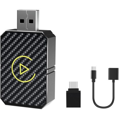 Adaptateur CarPlay sans Fil & Android Auto sans Fil, 2 en 1 Wireless Carplay Adapter, Plug and Play, Supporte Bluetooth/WiFi/Google Assistant/Siri, avec Android 11+ Et Iphone iOS 10+