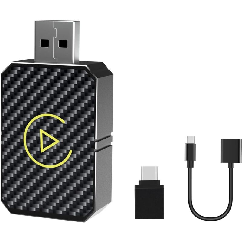 Adaptateur CarPlay sans Fil & Android Auto sans Fil, 2 en 1 Wireless Carplay Adapter, Plug and Play, Supporte Bluetooth/WiFi/Google Assistant/Siri,