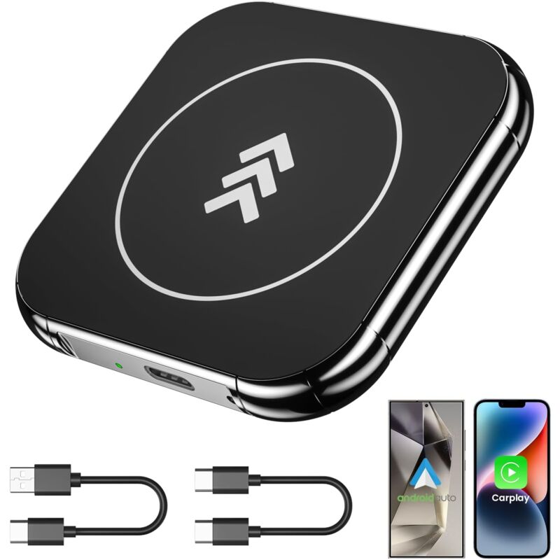 Adaptateur Carplay sans fil et adaptateur sans fil Android Auto, adaptateur sans fil 2 en 1 pour voiture pour convertir l'adaptateur Carplay filaire