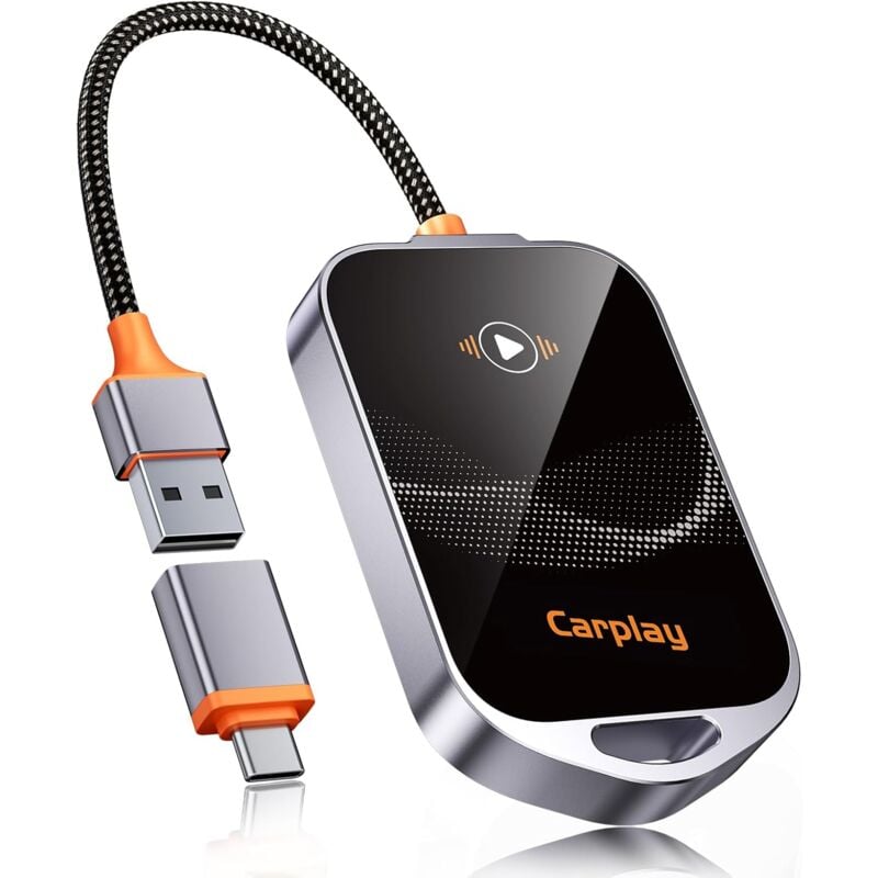 Adaptateur CarPlay sans Fil pour iPhone, Wireless CarPlay AVCE des Ports USB-A vers USB-C Brancher et Utiliser Apple Carplay Compatible avec iPhone 6