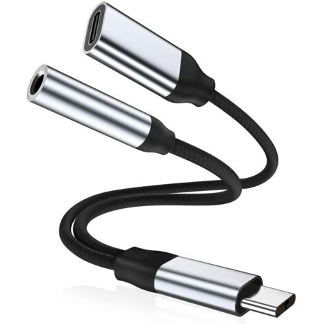 Adaptateur Casque USB C vers Jack 3.5mm, 2 en 1 Adaptateur Prise Jack USB C et Chargeur,Adaptateur Câble Audio Écouteur