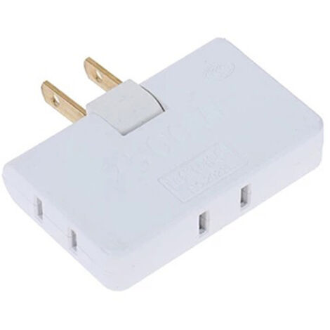 Adaptateur/Connecteur Prises Rotation 180° - 3 Ports - Plastique Solide - Dimensions 6.5x4.3x1.3cm - Blanc/Bleu/Rose - 2500W Max