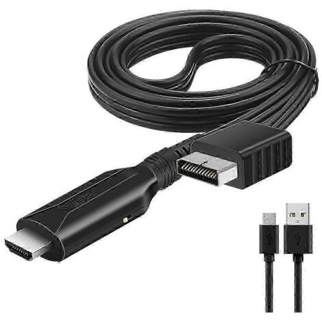 Adaptateur convertisseur audio-vidéo compatible PS2 vers HDMI (noir)