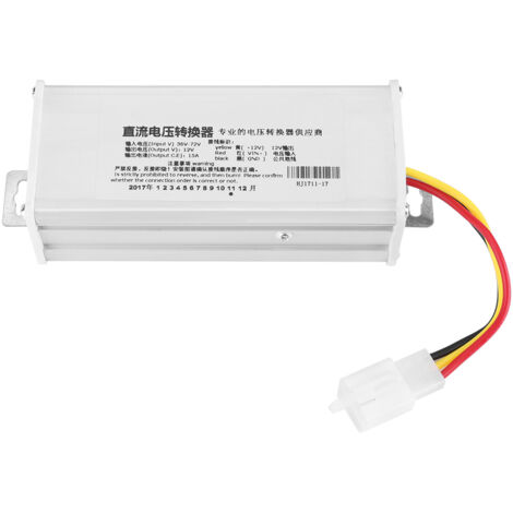 Adaptateur convertisseur CC 36-72 V vers 12 V 15 A 180 W pour batterie de scooter électrique