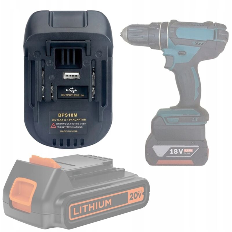 Adattatore/convertitore batteria Black&Decker / Stanley 18V per Makita 18V (BPS18M)