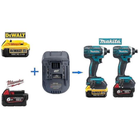 Adaptateur convertisseur de batterie lithium 18 V/20 V Dewalt DCB Milwaukee M18 vers batteries lithium 18 V série Makita BL18 pour outils électriques