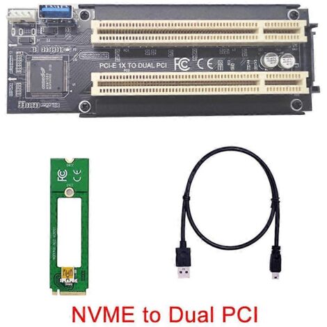 Adaptateur convertisseur haute efficacité NVMe/Mini PCIE vers double PCI, câble USB 3.0 - NVMe vers 2 PCI