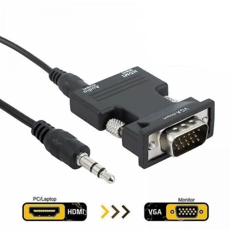 Adaptateur convertisseur HDMI femelle vers VGA mâle avec câble audio prenant en charge la sortie 1080p
