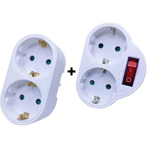 Adaptateur Convertisseur Multiprise EU/DE 1 vers 2 (avec Interrupteur) – Kit Combo 16A/250V