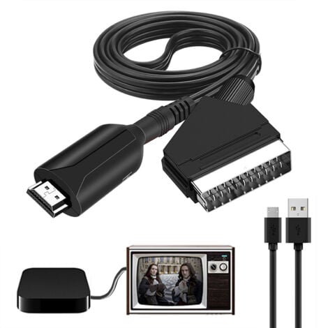 IKODM Adaptateur , Convertisseur Péritel vers HDMI , Scart vers Hdmi, pour Full HD TV,Audio Vidéo pour Lecteur Sky Blu-Ray STB Xbox PS3