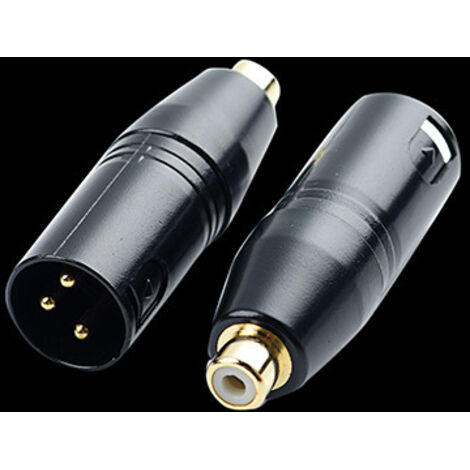 Adaptateur convertisseur RCA vers XLR 3 broches mâle pour amplificateurs de puissance et consoles.
