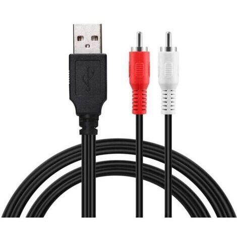 Adaptateur convertisseur USB 2.0 mâle vers 2 RCA mâles vidéo AV A/V Caméscope Audio Capture Carte Répartiteur Câble Adaptateur pour TV/Mac/PC 1,5 m USB 2.0 Male to RCA Male