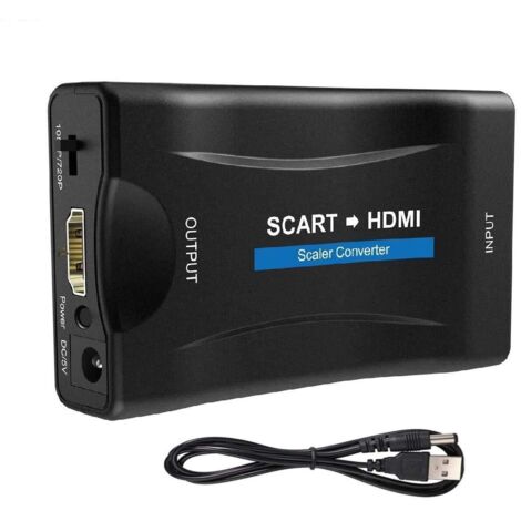 Adaptateur Convertit Entrée Péritel Analogique en Sortie HDMI Vidéo Audio 720p/1080p Pour Projecteur Moniteur HDTV STB VHS Xbox PS3 Sky Blu-ray DVD