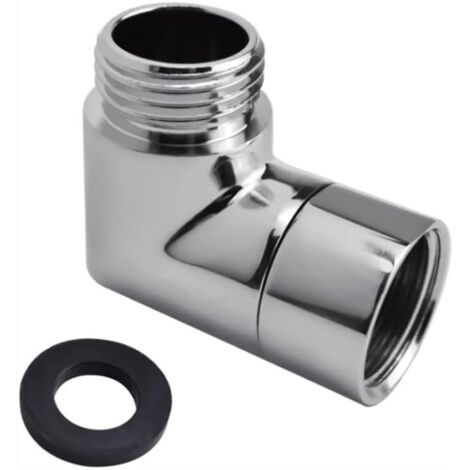 Adaptateur coudé de douche en laiton massif, raccord coudé G1/2" pour pommeau de douche, 90°, finition noire mate, durable et étanche.