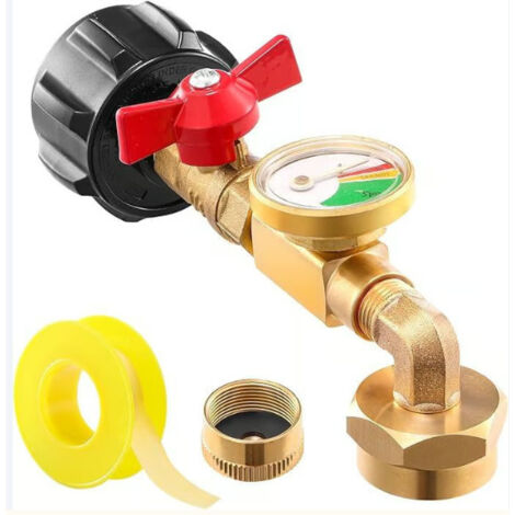 Adaptateur coudé de remplissage de propane QCC1 avec manomètre pour réservoir de propane, adaptateur de remplissage de propane à 90 degrés