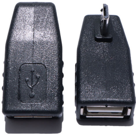 Adaptateur coudé micro mâle vers USB femelle pour USB OTG coudé à gauche.