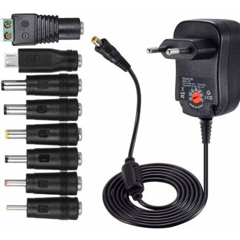 Adaptateur d'alimentation universel 12W AC DC 3V à 12V – 8 connecteurs sélectionnables – Câble 115cm – Courant 1000mA max