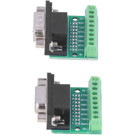 Adaptateur DB9 Mâle-Femelle à Bornes à Vis pour RS232 RS485, Convertisseur 9 Broches
