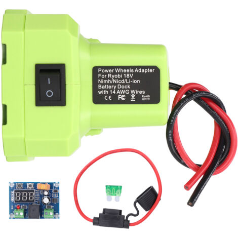 Adaptateur de Batterie avec Fusible 30A et Fil 14 AWG pour Outils Ryobi 18V