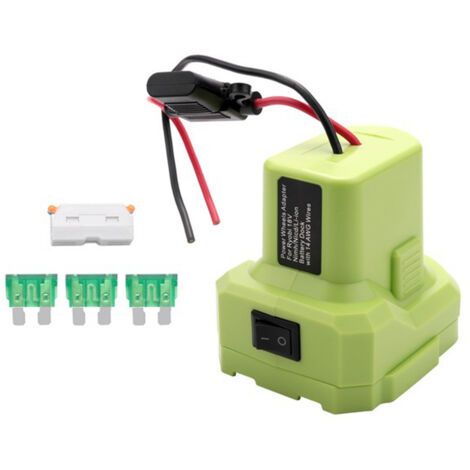 Adaptateur de batterie, convertisseur, connecteur d'alimentation 14 AWG avec interrupteur pour Ryobi P108, P107, P102, P103