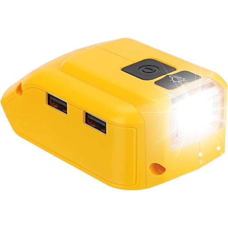Adaptateur de batterie pour Applicable Dewalt 18V, chargeur de téléphone USB, lampe de travail LED avec double chargeur USB et port 12V CC, source