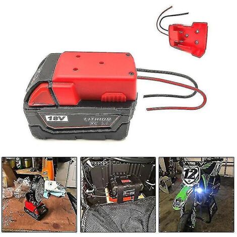 Adaptateur de batterie pour Milwaukee M18 Xc 18v vers alimentation dock, 2 fils de sortie, à monter soi-même