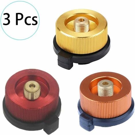 Adaptateur de Bouteille de Gaz Buse de Transfert Connecteur pour Brûleur de poêle Réchaud de Camping, Conversion de tête de Cartouche de gaz Type de Bouteille de buse 35*30mm Fontainebleau 3Pcs Orange Rouge Or