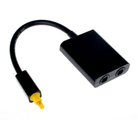 Adaptateur de câble audio optique numérique Toslink à double port 1 entrée 2 sorties Noir Câble Optique Audio Splitter Adaptateur fibre Optique -ANPVIZ