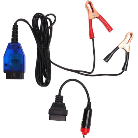 Adaptateur de câble d'alimentation d'urgence universel pour véhicule avec clips rouges et noirs OBD2