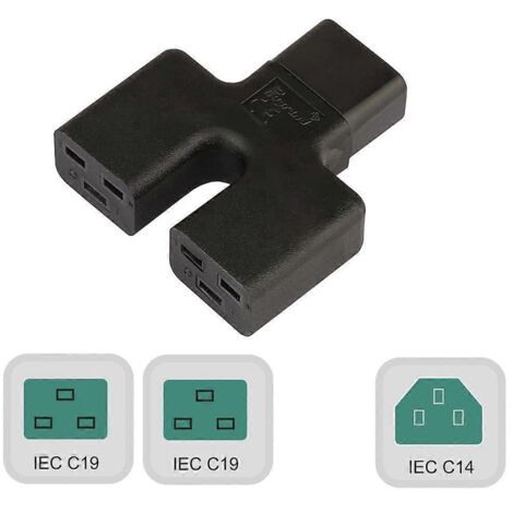 Adaptateur de câble d'alimentation pour ordinateur avec prise IEC320-C14 à 3 broches vers convertisseur double IEC320-C19