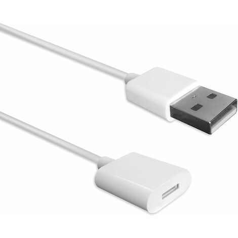 Adaptateur de câble de charge flexible (mâle à femelle) pour Apple Pencil et iPad Pro (1,5 mètre, blanc) LITZEE