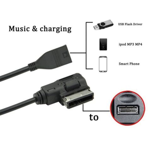 Adaptateur de câble MP3 - - USB - Compatible Audi A3 S4 A5 A6 Q5 - 27 cm - Plug and Play