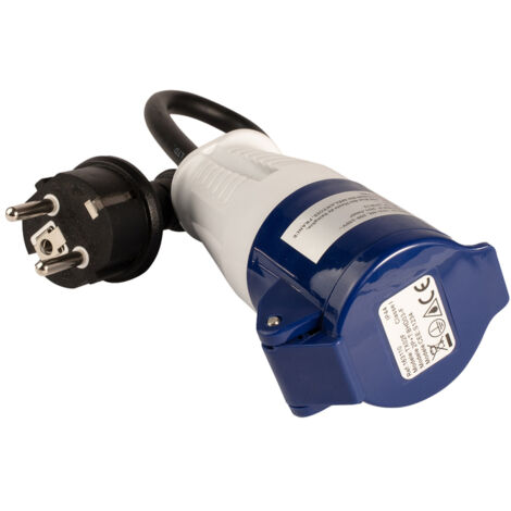 Adaptateur de camping, prise femelle CEE17, prise française mâle, IP44, section de câble 1.5mm2, 16 ampères -  Tibelec