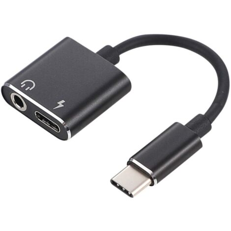 Adaptateur de charge pour casque audio 2 en 1 Type-C vers auxiliaire 3.5 mm. câble USB-C