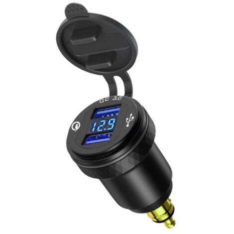 Adaptateur de charge rapide double USB Hella-AquaForge pour motos avec connecteur DIN en aluminium