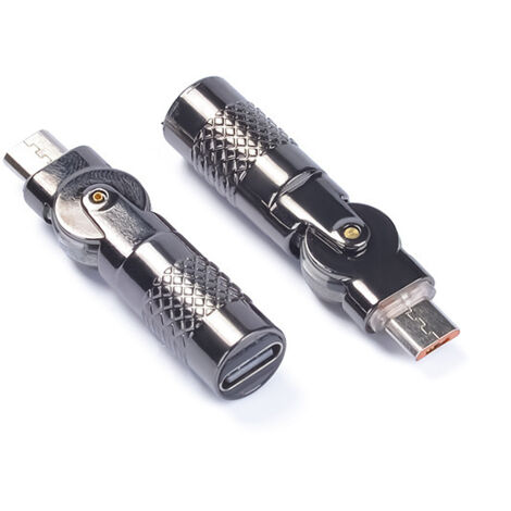 Adaptateur de charge rotatif en alliage de zinc Type-C vers MicroUSB, transmission de données et charge avec un courant de 3 A
